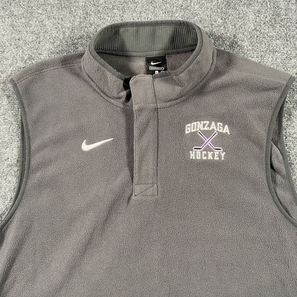 Gonzaga Bulldogs Mens Large 1/4 Zip Fleece Vest Nike Standard Fit Hockey NCAA